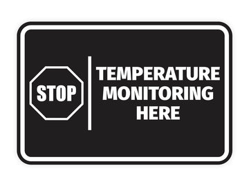 Signs ByLITA Classic Framed Stop! Temperature Monitoring Here Door or Wall Sign Easy Installation | Health And Safety | Building And Hospitality Signs